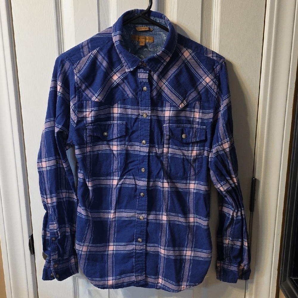 JACHS Girlfriend Blue and Pink Plaid Women's Shirt